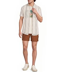 Murano Seville Collection Classic Fit Stripe Short Sleeve Woven Shirt