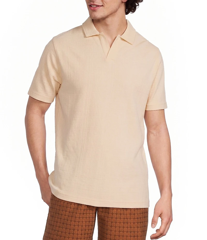 Murano Seville Collection Classic Fit Textured Short Sleeve Polo Shirt
