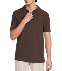 Murano Seville Collection Classic Fit Textured Short Sleeve Polo Shirt