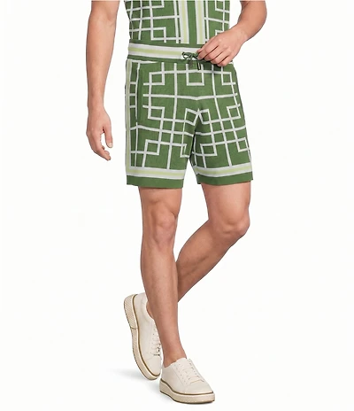 Murano Seville Collection Coordinating Geo Print Jacquard 5.5#double; Inseam Shorts
