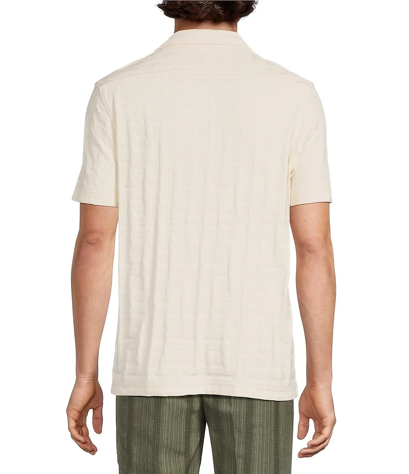 Murano Seville Collection Jacquard Classic Fit Short Sleeve Woven Coat Front Shirt