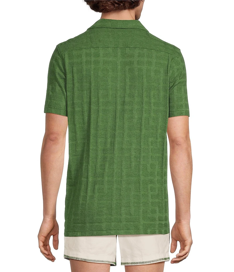 Murano Seville Collection Jacquard Classic Fit Short Sleeve Woven Coat Front Shirt