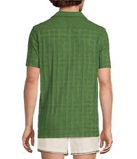Murano Seville Collection Jacquard Classic Fit Short Sleeve Woven Coat Front Shirt
