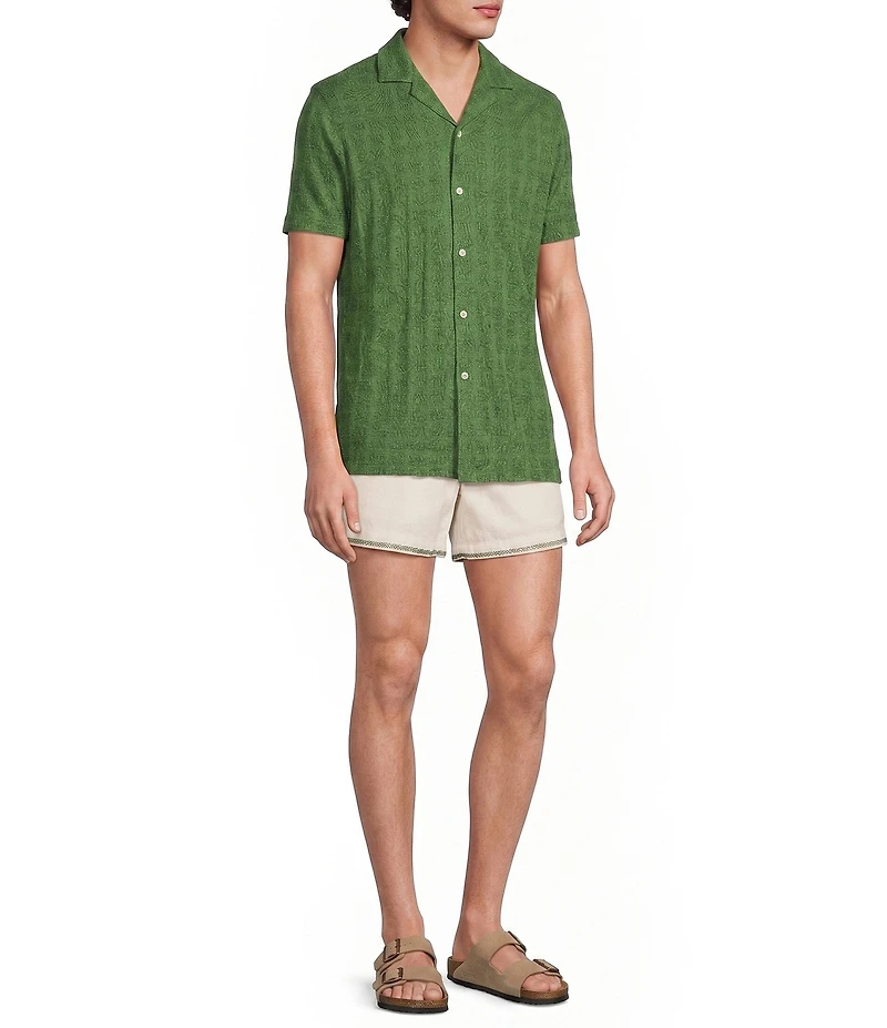 Murano Seville Collection Jacquard Classic Fit Short Sleeve Woven Coat Front Shirt
