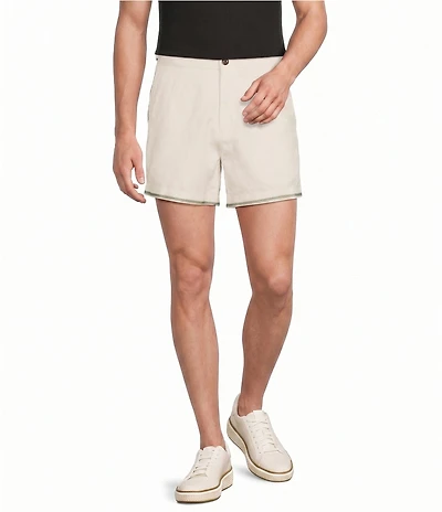 Murano Seville Collection Coordinating Linen Blend Embroidery 5.5#double; Inseam Shorts