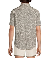 Murano Seville Collection Lines Jacquard Classic Fit Short Sleeve Woven Shirt