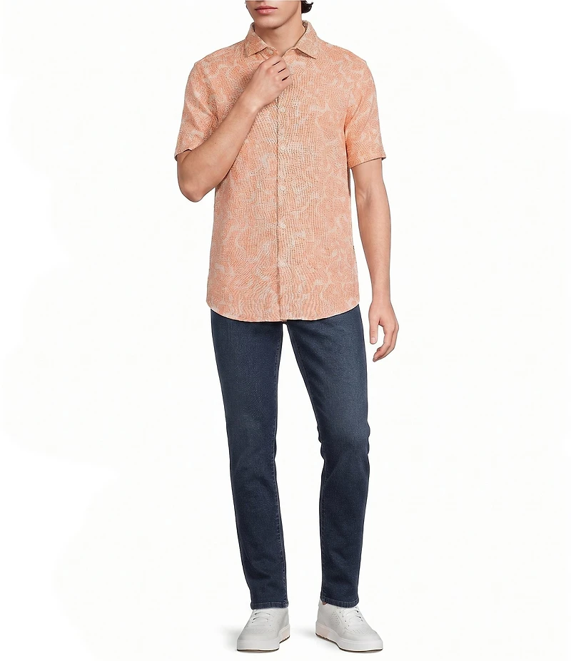 Murano Seville Collection Paisley Jacquard Classic Fit Short Sleeve Woven Shirt