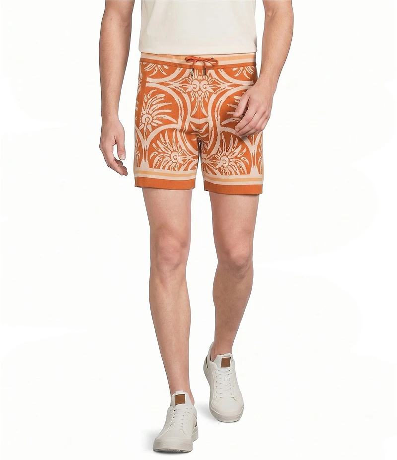Murano Seville Collection Palm Print Jacquard 5.5#double; Inseam Shorts