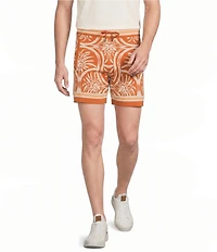 Murano Seville Collection Palm Print Jacquard 5.5#double; Inseam Shorts