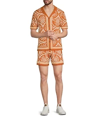 Murano Seville Collection Palm Print Jacquard 5.5#double; Inseam Shorts