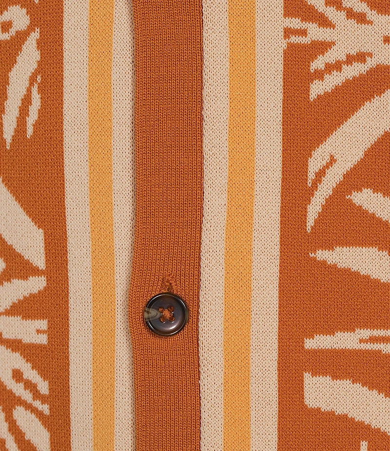 Murano Seville Collection Palm Print Jacquard Short Sleeve Button Front Shirt