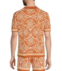 Murano Seville Collection Palm Print Jacquard Short Sleeve Button Front Shirt