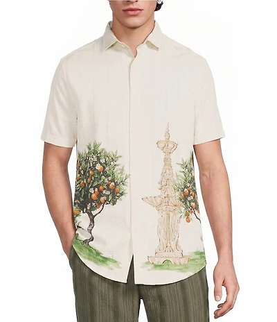 Murano Seville Collection Seersucker Cityscape Short Sleeve Woven Shirt