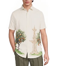Murano Seville Collection Seersucker Cityscape Short Sleeve Woven Shirt