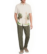 Murano Seville Collection Seersucker Cityscape Short Sleeve Woven Shirt