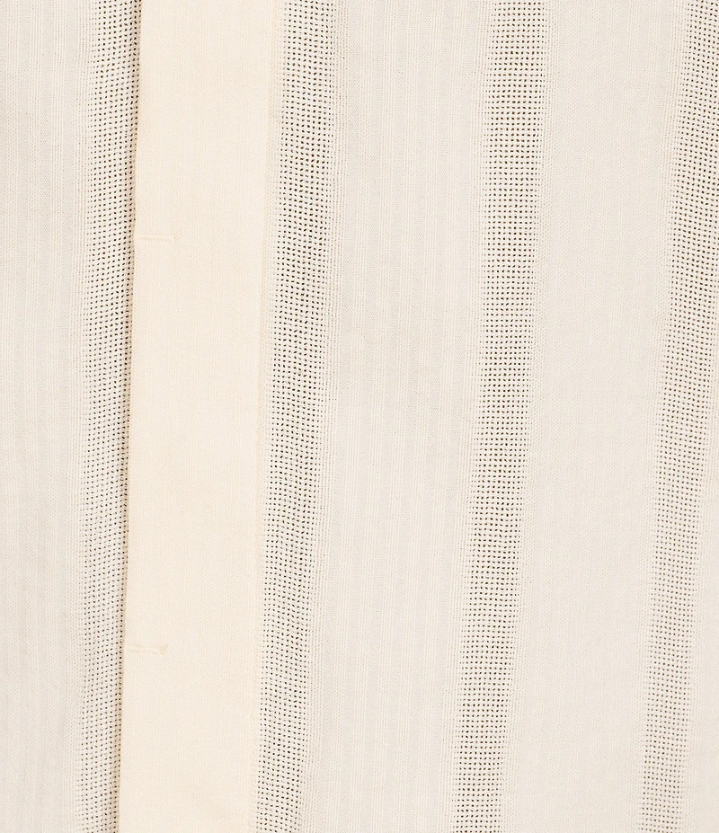 Murano Seville Collection Seersucker Stripe Mandarin Collar Short Sleeve Woven Shirt