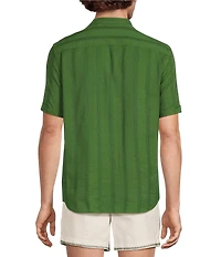 Murano Seville Collection Seersucker Stripe Mandarin Collar Short Sleeve Woven Shirt