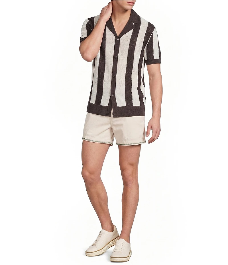 Murano Seville Collection Stripe Short Sleeve Button Front Shirt