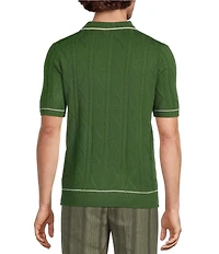 Murano Seville Collection Textured Johnny Short Sleeve Polo Shirt