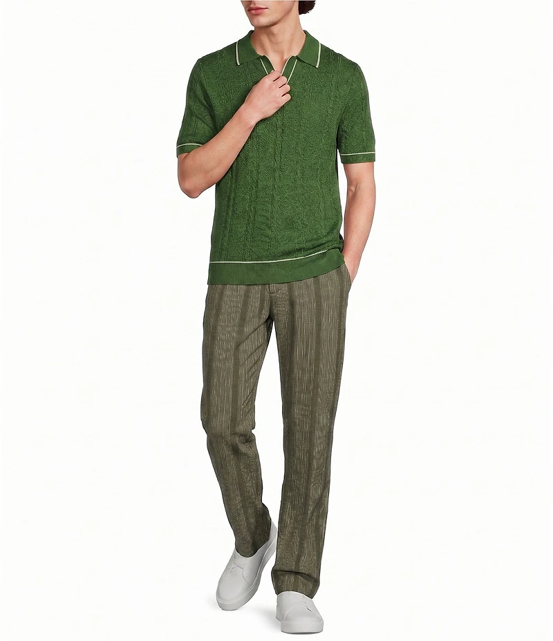Murano Seville Collection Textured Johnny Short Sleeve Polo Shirt