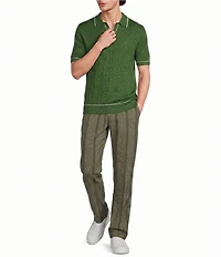 Murano Seville Collection Textured Johnny Short Sleeve Polo Shirt