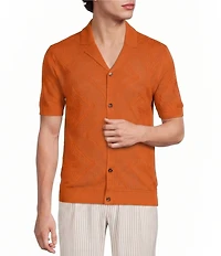 Murano Seville Collection Textured Short Sleeve Coat Front Shirt