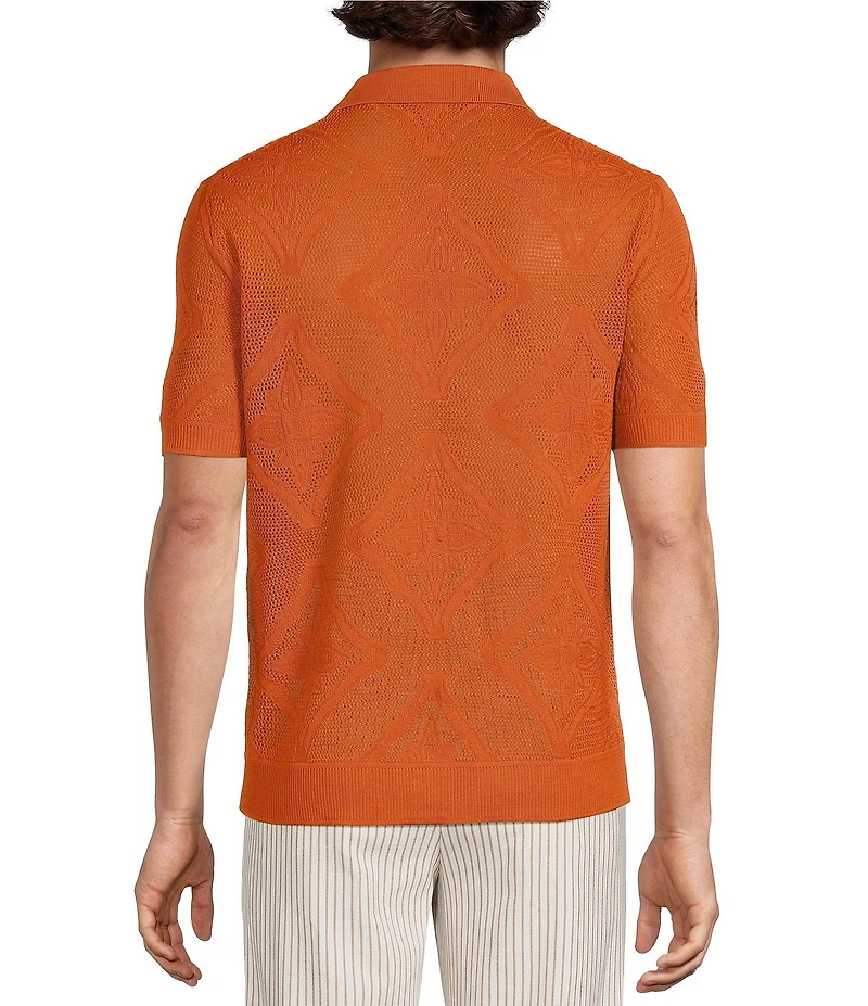 Murano Seville Collection Textured Short Sleeve Coat Front Shirt
