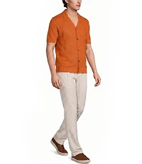 Murano Seville Collection Textured Short Sleeve Coat Front Shirt