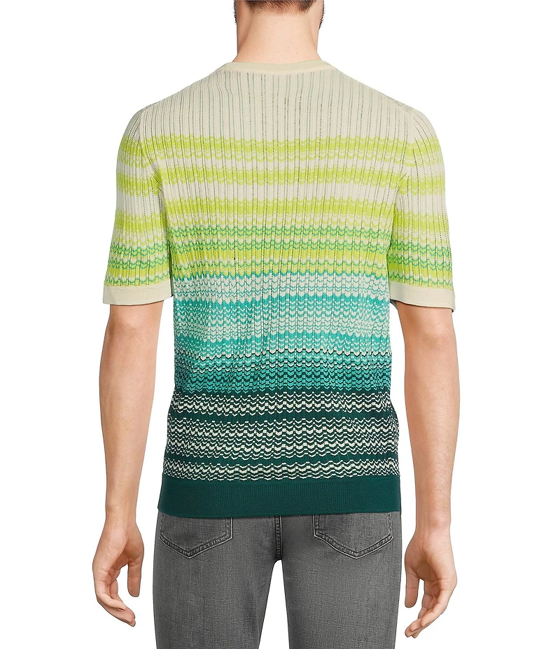 Murano Shape of Water Collection Ombre Stripe Short Sleeve Sweater