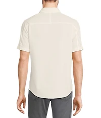 Murano Shape of Water Collection Slim Fit Pieced Seersucker Short Sleeve Woven Shirt