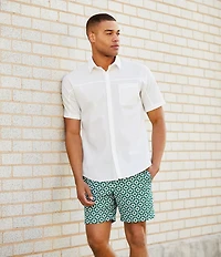 Murano Shape of Water Collection Slim Fit Pieced Seersucker Short Sleeve Woven Shirt