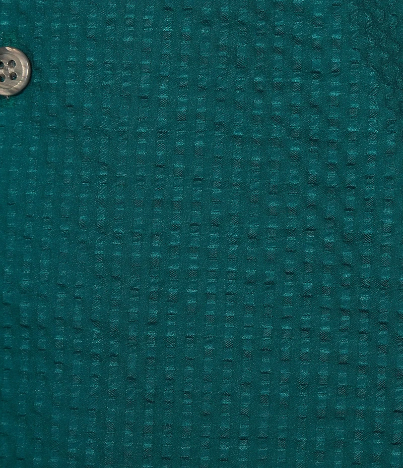 Murano Shape of Water Collection Slim Fit Placed Fish Print Seersucker Short Sleeve Convertible Camp Shirt