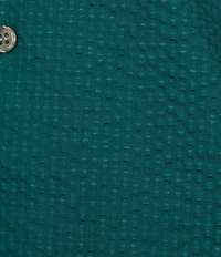 Murano Shape of Water Collection Slim Fit Placed Fish Print Seersucker Short Sleeve Convertible Camp Shirt