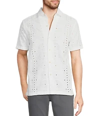 Murano Shape of Water Collection Slim Fit Short Sleeve Woven Shirt
