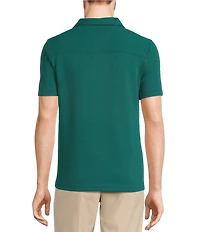 Murano Shape of Water Collection Solid Textured Johnny Collar Short Sleeve Polo Shirt