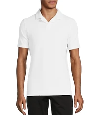 Murano Shape of Water Collection Solid Textured Johnny Collar Short Sleeve Polo Shirt