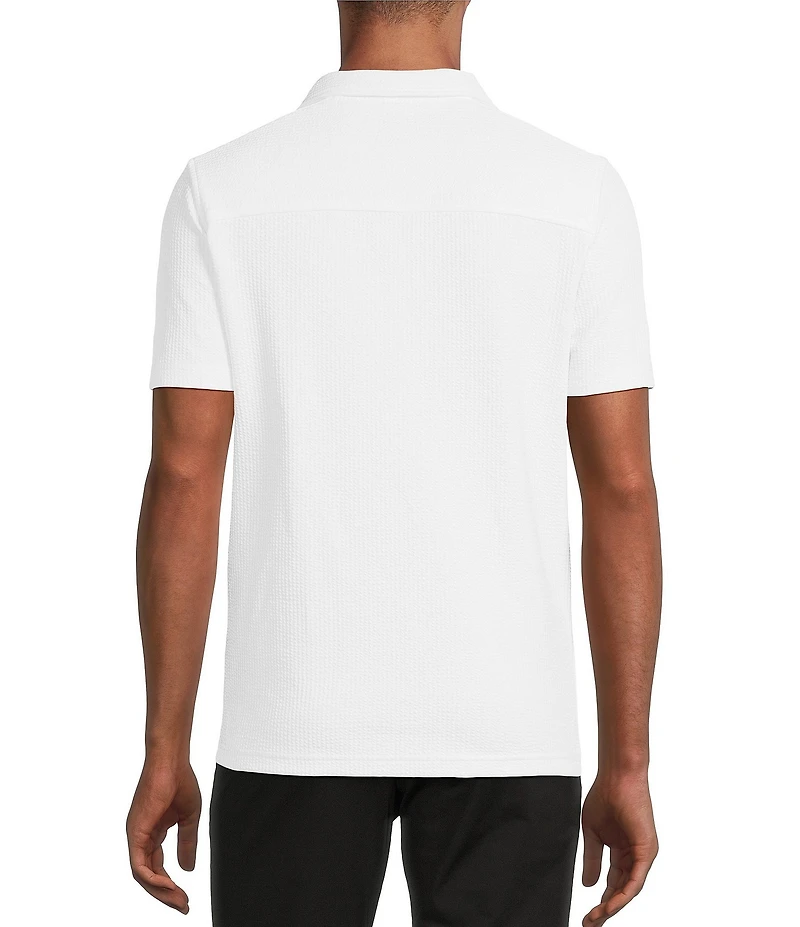 Murano Shape of Water Collection Solid Textured Johnny Collar Short Sleeve Polo Shirt
