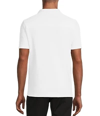 Murano Shape of Water Collection Solid Textured Johnny Collar Short Sleeve Polo Shirt