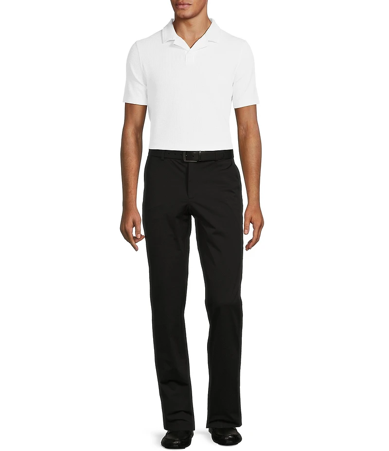 Murano Shape of Water Collection Solid Textured Johnny Collar Short Sleeve Polo Shirt