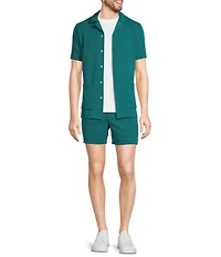 Murano Slim Fit Dual Pocket Textured Short Sleeve Woven Camp Shirt
