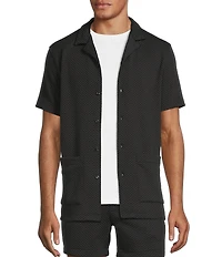 Murano Slim Fit Dual Pocket Textured Short Sleeve Woven Camp Shirt