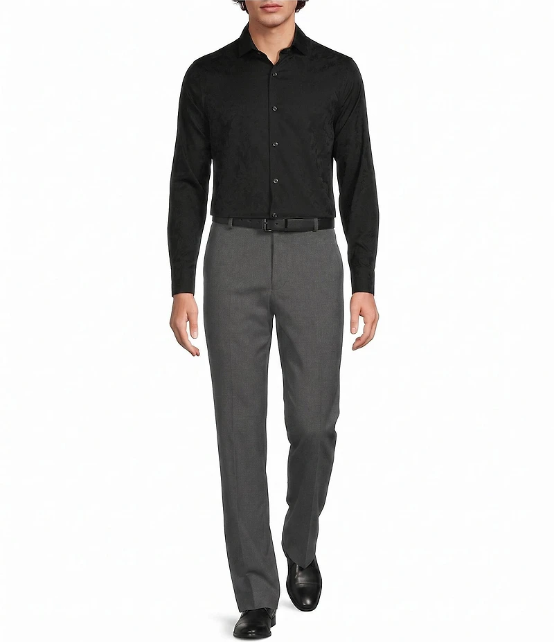 Murano Slim Fit Floral Jacquard Long Sleeve Woven Shirt