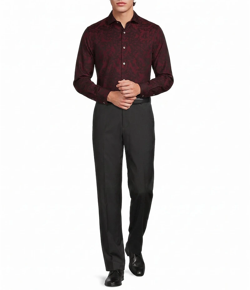 Murano Slim Fit Floral Jacquard Long Sleeve Woven Shirt