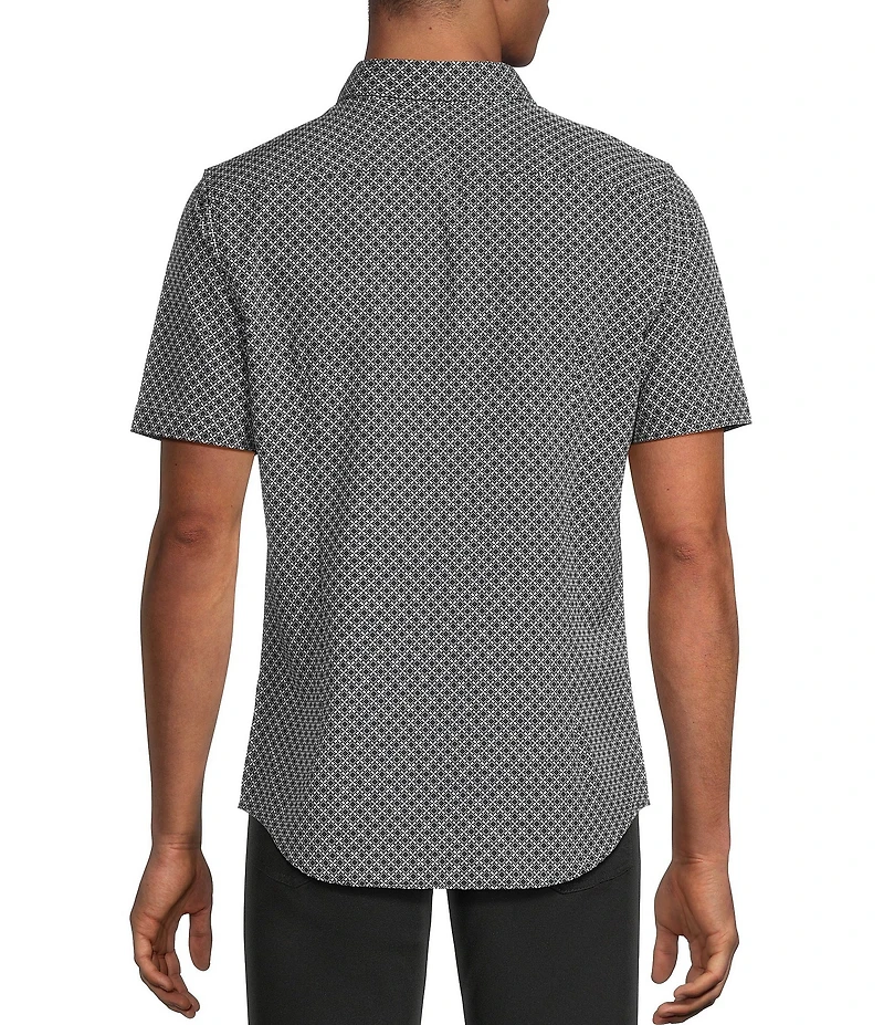 Murano Slim Fit Geo Pattern Performance Stretch Short Sleeve Woven Shirt