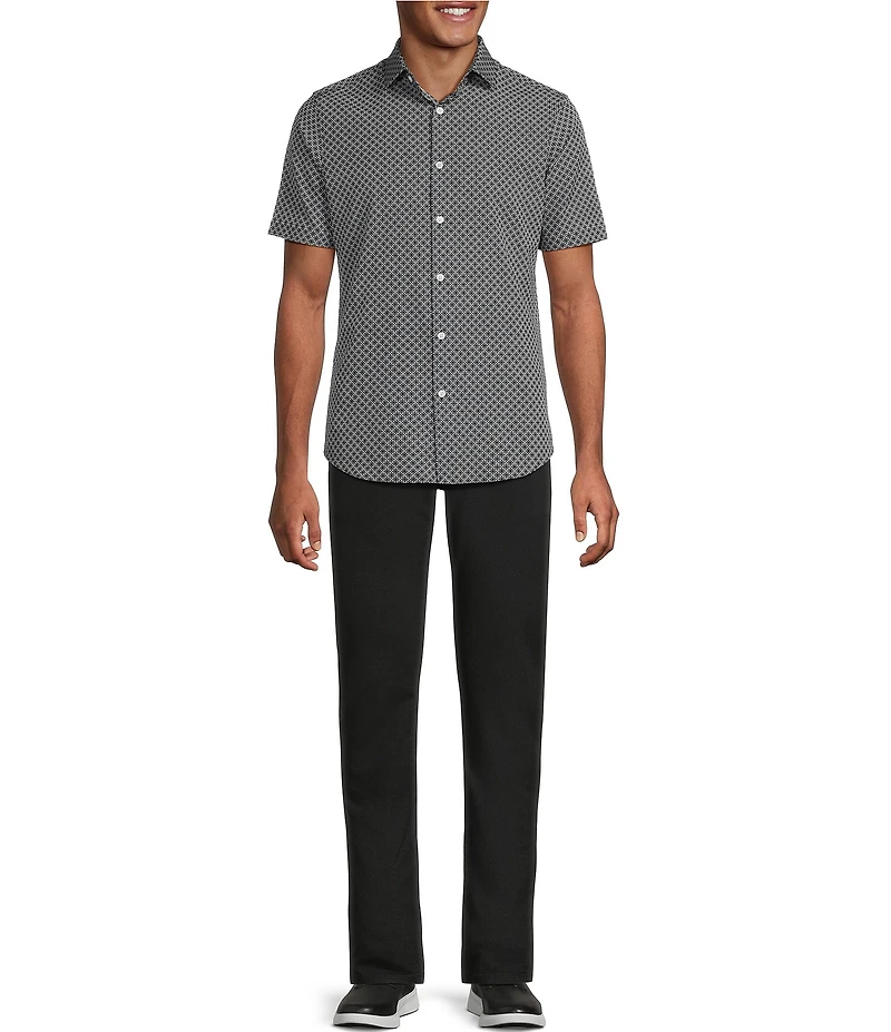 Murano Slim Fit Geo Pattern Performance Stretch Short Sleeve Woven Shirt