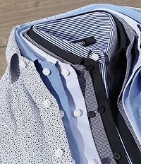 Murano Slim Fit Non-Iron Point Collar Floral Print Knit Dress Shirt