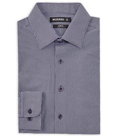 Murano Slim Fit Non-Iron Point Collar Micro Square Knit Dress Shirt