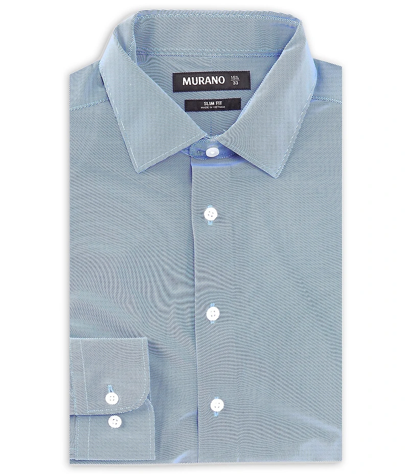 Murano Slim Fit Non-Iron Point Collar Twill Knit Dress Shirt