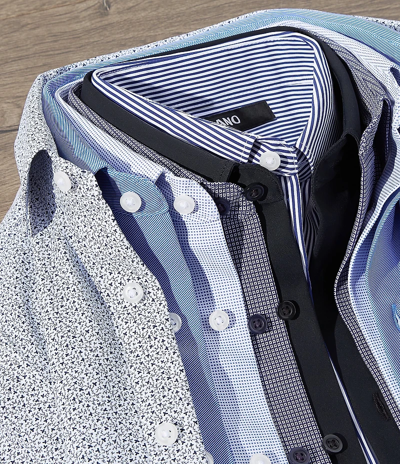 Murano Slim Fit Non-Iron Point Collar Twill Knit Dress Shirt