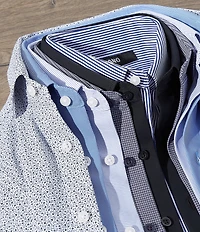 Murano Slim Fit Non-Iron Point Collar Twill Knit Dress Shirt